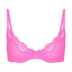 {SKIMS} FITS EVERYBODY LACE UNLINED SCOOP BRA 36C 36D [TAFFY]